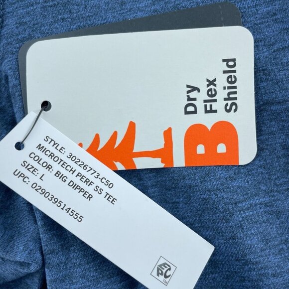 Bass Outdoor Microtech Performance Short Sleeve Tee  Blue L UPF 50+ NWT 4133 - Picture 5 of 9